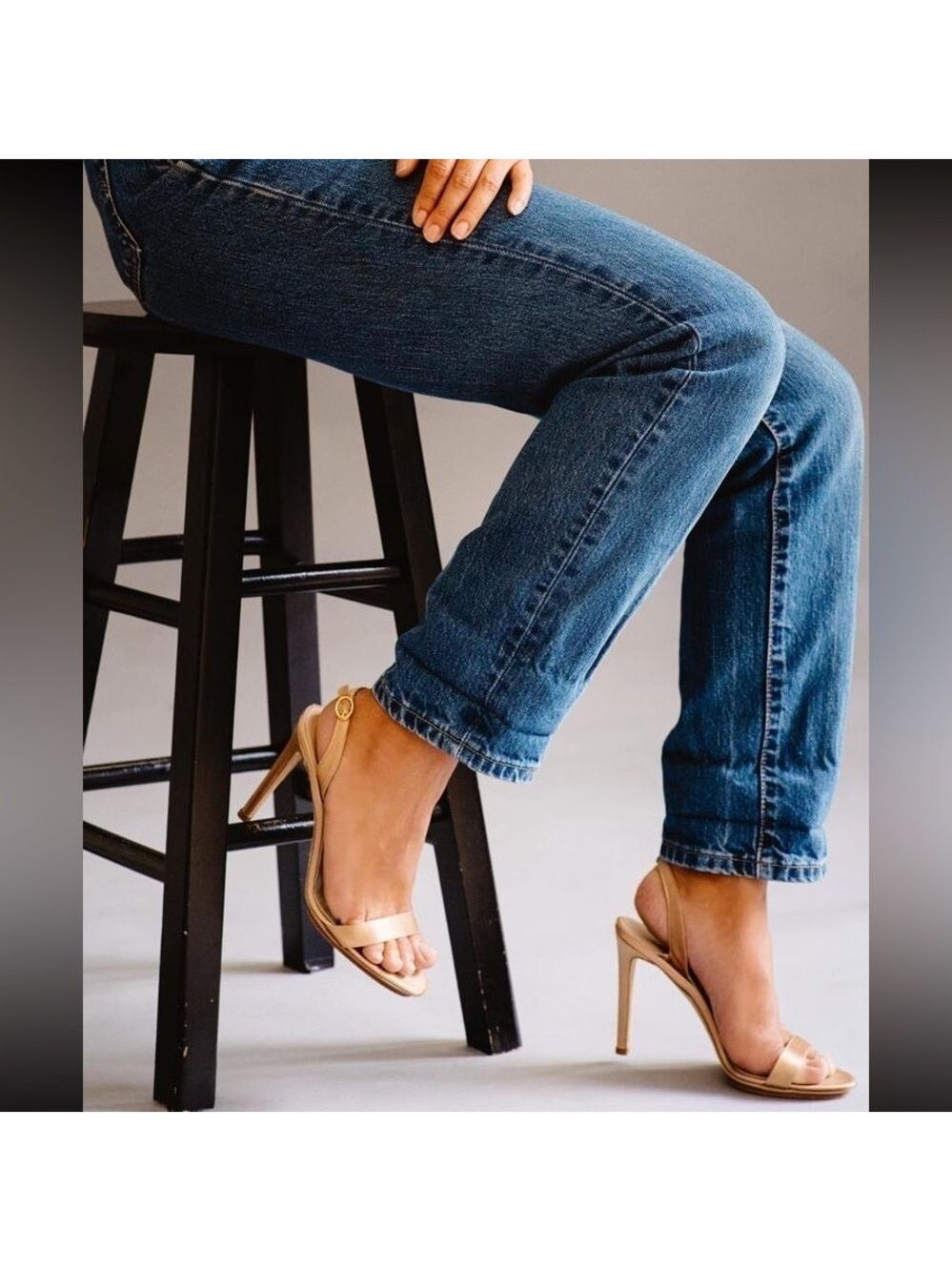 Salone Monet Sable Open Toe High Heel Satin Slingback Stiletto Heels Sandals NWT